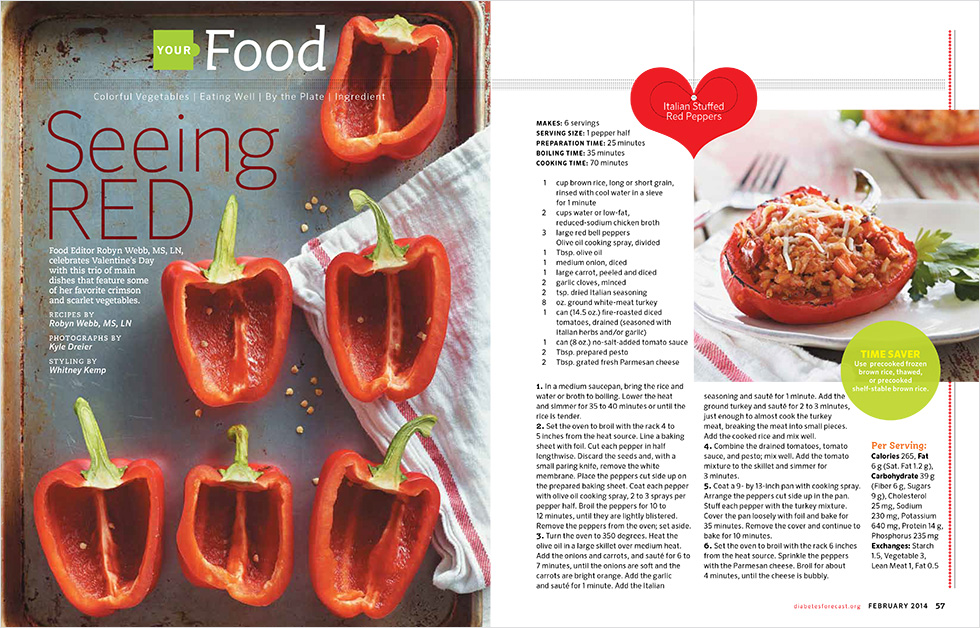 food photography for diabetes forecast magazine
